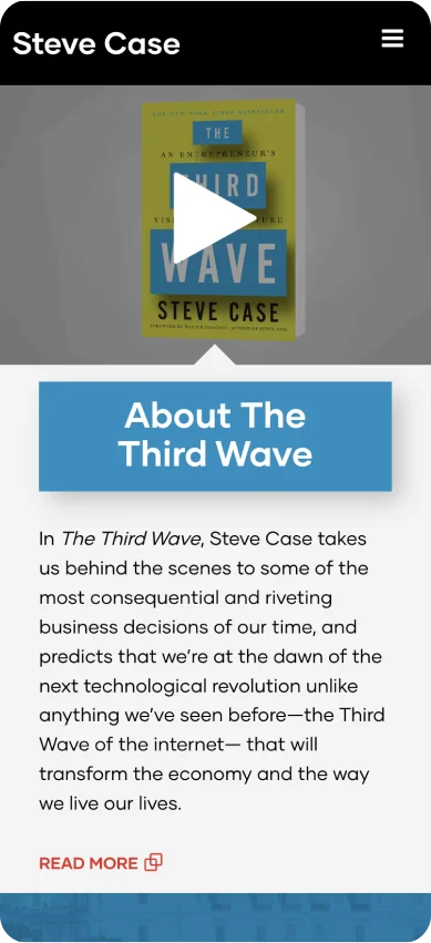 Mobile: About The Third Wave section in blue with video and description